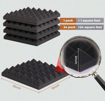 Pyramid Acoustic Foam Panels, 12*12*3cm (4 pack)