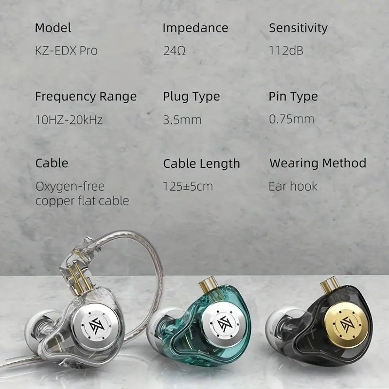 KZ EDX Pro In Ear Monitor Headphones Wired IEM Earphones